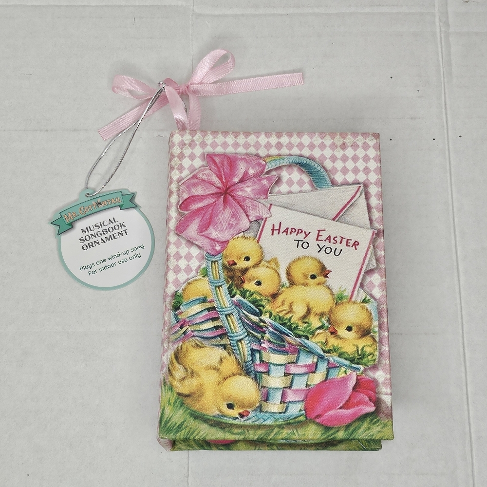 New Mr. Cottontail Chicks Musical Songbook Ornament Happy Easter Vintage Style